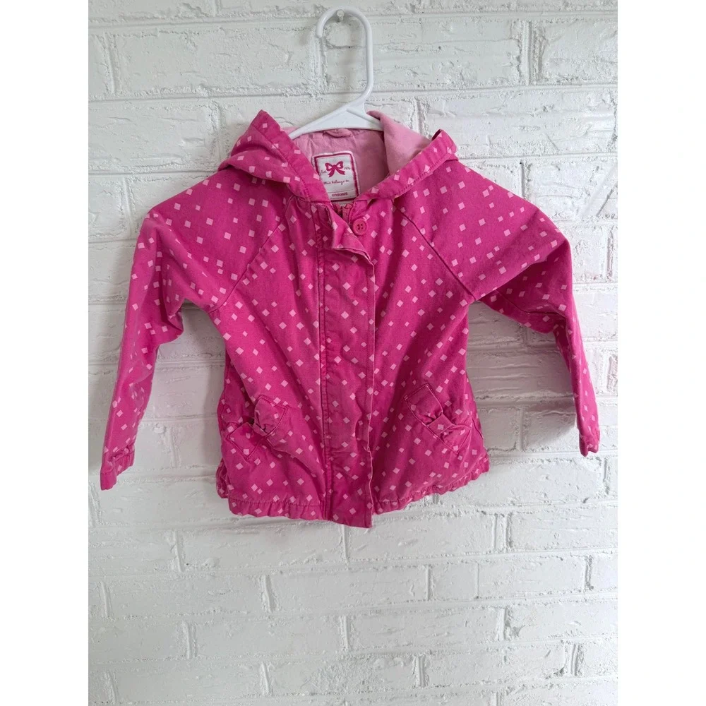 Gymboree Girls Pink Diamond Print Hooded Jacket‎ XS 4